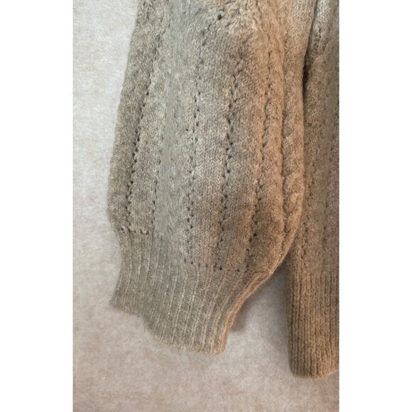 Briggs Beige Button-Up Cardigan Sweater M Women Soft Ribbed Fabric Brown Buttons - Picture 6 of 11